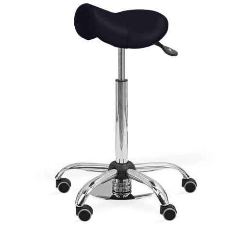UBM ERGO STS CZARNY 10 Taboret medyczny siodłowy z podnóżkiem, tapicerowany