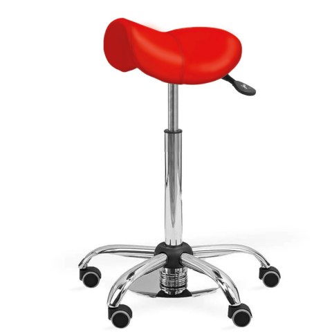 UBM ERGO STS CZERWONY 11 Taboret medyczny siodłowy z podnóżkiem, regulacja pochylenia