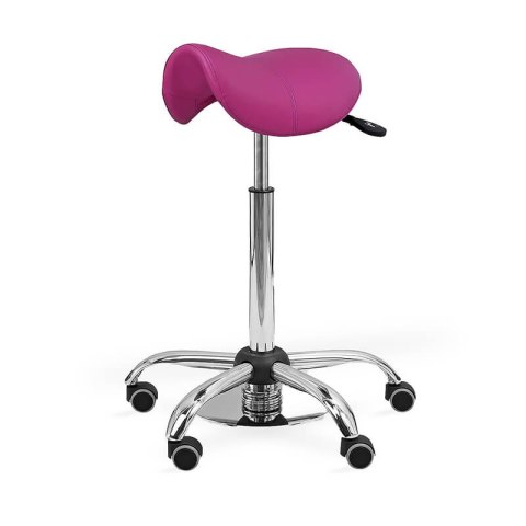 UBM ERGO STS FUKSJOWY 19 Taboret medyczny siodłowy z podnóżkiem, regulacja pochylenia