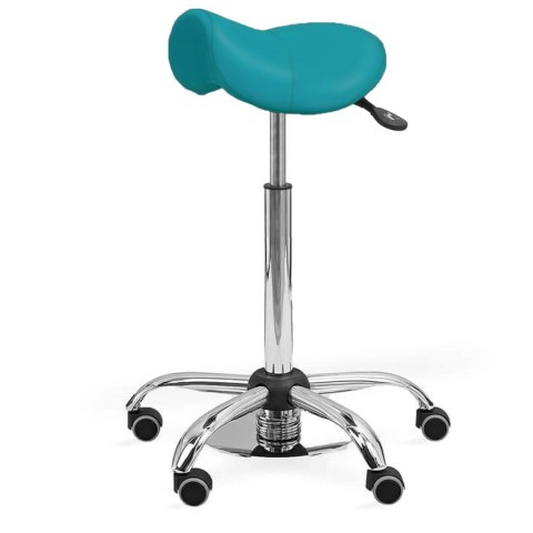 UBM ERGO STS SELEDYNOWY 05 Taboret medyczny siodłowy tapicerowany z podnóżkiem