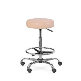 UBM LEKO-1 BEŻOWY 03 Taboret lekarski z podnóżkiem, regulowana wysokość