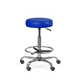 UBM LEKO-1 GRANATOWY 08 Taboret lekarski z podnóżkiem, wys. 59-78 cm, metalowy stelaż