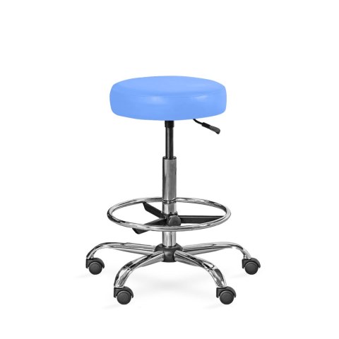 UBM LEKO-1 NIEBIESKI 07 Taboret lekarski z podnóżkiem, wys. 59-78 cm, metalowy stelaż