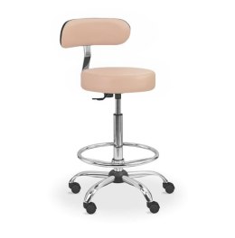 UBM LEKO-1-OP BEŻOWY 03 Taboret lekarski z oparciem i podnóżkiem, regulowany