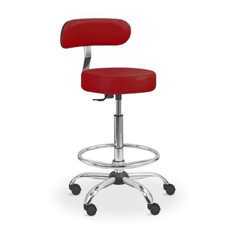 UBM LEKO-1-OP BORDOWY Taboret lekarski z oparciem i podnóżkiem, regulacja wysokości