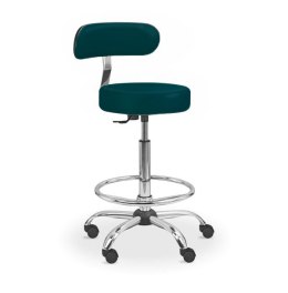 UBM LEKO-1-OP CIEMNOZIELONY 12 Taboret lekarski z podnóżkiem i oparciem