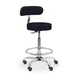 UBM LEKO-1-OP CZARNY 10 Taboret lekarski z oparciem i podnóżkiem, regulowany