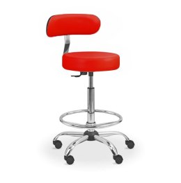 UBM LEKO-1-OP CZERWONY 11 Taboret lekarski z podnóżkiem i oparciem
