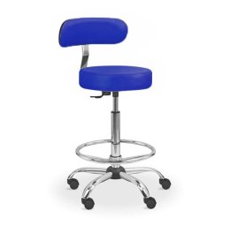 UBM LEKO-1-OP GRANATOWY 08 Taboret lekarski tapicerowany z podnóżkiem i oparciem