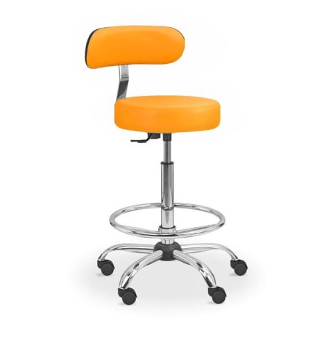 UBM LEKO-1-OP POMARAŃCZOWY 17 Taboret lekarski z podnóżkiem i oparciem