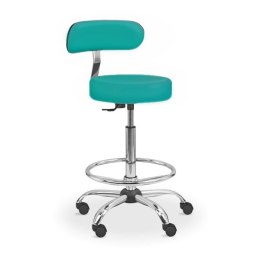 UBM LEKO-1-OP SELEDYNOWY 05 Taboret lekarski z oparciem i podnóżkiem, regulowany