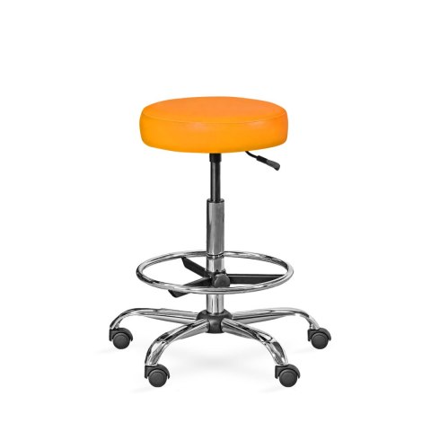 UBM LEKO-1 POMARAŃCZOWY 17 Taboret lekarski z podnóżkiem, siedzisko 10 cm, 59-78 cm