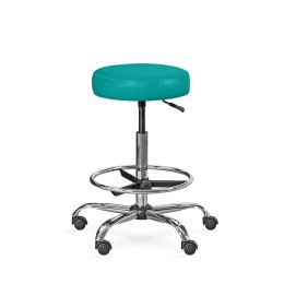 UBM LEKO-1 SELEDYNOWY 05 Taboret lekarski z podnóżkiem, regulacja wysokości