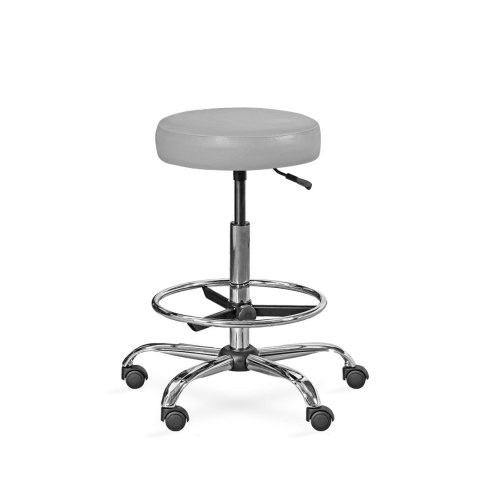 UBM LEKO-1 SZARY 16 Taboret lekarski z podnóżkiem, regulowana wysokość 59-78 cm