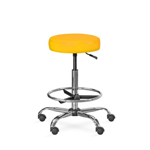 UBM LEKO-1 ŻÓŁTY 14 Taboret lekarski z podnóżkiem, regulowana wysokość 59-78 cm