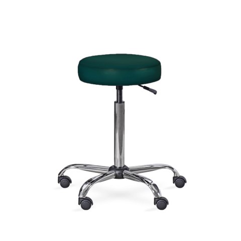 UBM LEKO CIEMNOZIELONY 12 Taboret lekarski, regulacja 59-78 cm, metalowa podstawa