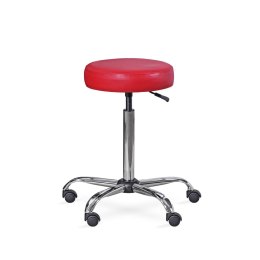 UBM LEKO CZERWONY 11 Taboret lekarski, stabilna podstawa metalowa i miękkie siedzisko