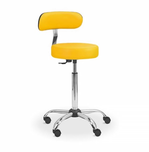 UBM LEKO-OP ŻÓŁTY 14 Taboret lekarski z oparciem, siedzisko 39 cm, podstawa 60 cm