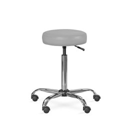 UBM LEKO SZARY 16 Taboret lekarski, tapicerowany taboret medyczny z metalową podstawą