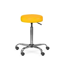 UBM LEKO ŻÓŁTY 14 Taboret lekarski, tapicerowany taboret medyczny z metalową podstawą