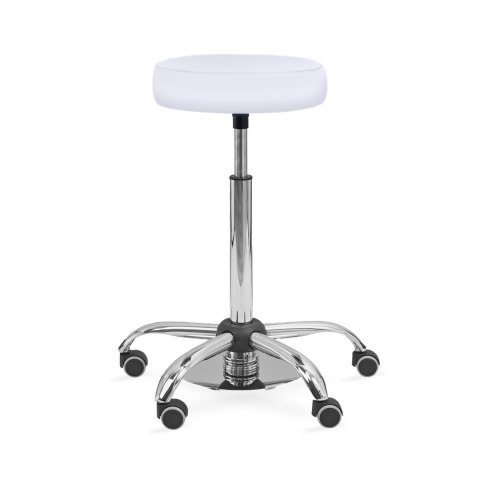 UBM MEDICA BIAŁY 01 Siedzisko tapicerowane z nożną regulacją wysokości