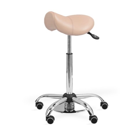 UBM MEDICA STS BEŻOWY 03 Taboret medyczny z nożną regulacją wysokości, tapicerowany