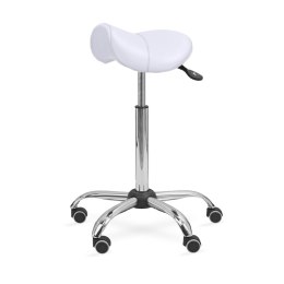 UBM ERGO STS BIAŁY Taboret tapicerowany, siedzisko typu siodło z regulacją pochylenia