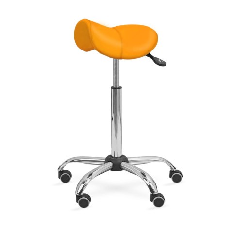 UBM ERGO STS POMARAŃCZOWY 17 Taboret medyczny siodłowy, tapicerowany, kółka