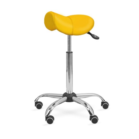 UBM ERGO STS ŻÓŁTY Taboret tapicerowany, siedzisko typu siodło z regulacją pochylenia