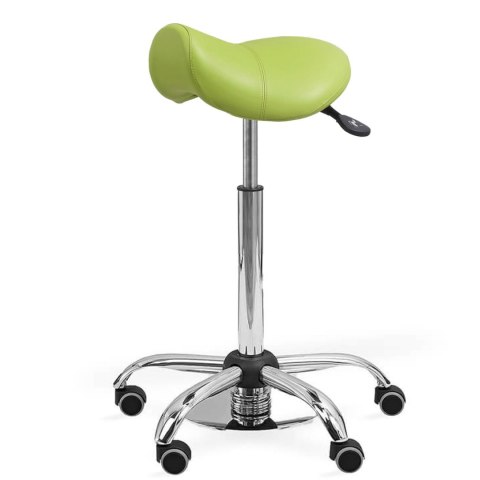 UBM ERGO STS LIMONKOWY 20 Taboret medyczny siodłowy z podnóżkiem, tapicerowany