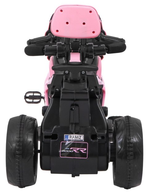 Pchaczyk Rowerek Motorek elektryczny 3w1 dla dzieci Różowy + Piankowa poręcz + Audio LED