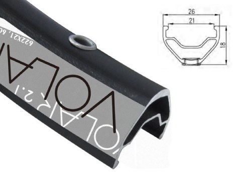 Obręcz mtb ALEXRIMS VOLAR 2.1, H. tarczowy, Stożek 18mm, 29" 622x21, 32 otwory, Kapslowana, Czarna, Waga 450g (DWZ)