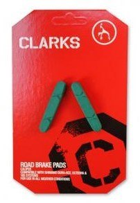 Wkładki klocków hamulcowych CLARKS CP231 dla Shimano/Campagnolo, 52mm, Do obręczy ceramicznych, Szosa, Zielone (DWZ)