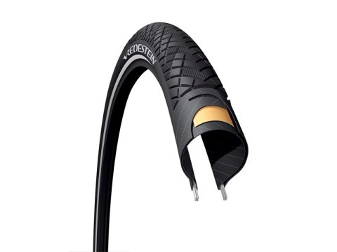 Opona trekking VREDESTEIN Perfect Trek, 26"x1.60 (42-559), Drut, Wkładka antyprzebiciowa, Czarna + Refleks (NEW).