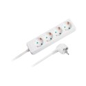 Przedłużacz 4 gniazda 1,5m typu niemieckiego bez przełącznika (3x1,0mm) Rebel biały