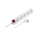 Przedłużacz 5 gniazd 1,5m typu niemieckiego z przełącznikiem (3x1,0mm) Rebel biały