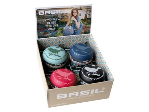 Dzwonek rowerowy BASIL BIG BELL BOHEME 80mm, mix kolorów pudełko 4szt (WYPRZEDAŻ -50%)