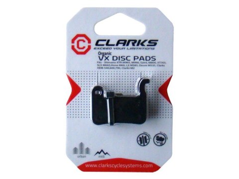 Okładziny hamulcowe CLARKS VX824 Żywiczne, Dla SHIMANO/CLARKS/ELEGLIDE (Shimano XTR, M965-M966, Saint M800 XT, 765SLX, M665, Hon