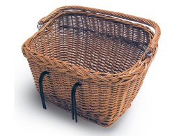 Kosz na kierownicę BASIL DUBLIN mocowanie na haki, wiklinowy brązowy natural (WYPRZEDAŻ -50%)
