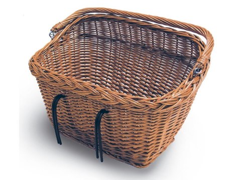 Kosz na kierownicę BASIL DUBLIN mocowanie na haki, wiklinowy brązowy natural (WYPRZEDAŻ -50%)