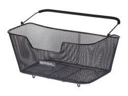 Kosz tylny na bagażnik BASIL BASE L + haczyki mocujące, roz. L, stalowy czarny (WYPRZEDAŻ -50%)