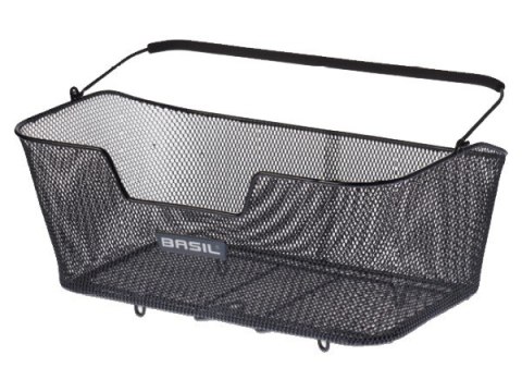 Kosz na tylny bagażnik BASIL BASE XL + haczyki mocujące, roz. XL, stalowy czarny (WYPRZEDAŻ -50%)