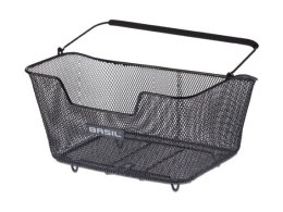 Kosz tylny na bagażnik BASIL BASE M + haczyki mocujące, roz. M, stalowy czarny (WYPRZEDAŻ -50%)