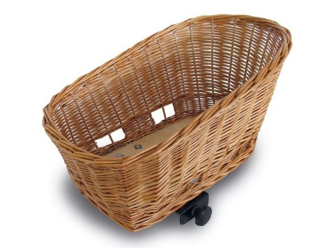 Kosz tylny na bagażnik BASIL PASJA REAR BASKET SENNA SYSTEM + CUSHION dla zwierząt 45cm, SENNA System, poduszka, wiklinowy natur