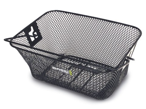 Kosz tylny na bagażnik BASIL TIGRE JUNIOR + haczyki mocujące Bottom hooks, stalowy czarny (WYPRZEDAŻ -50%)