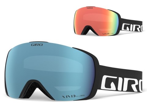 Gogle zimowe GIRO CONTACT BLACK WORDMARK (Sferyczne) (Szyba lustrzana kolorowa VIVID-Carl Zeiss ROYAL 19-42% S2 + Szyba lustrzan