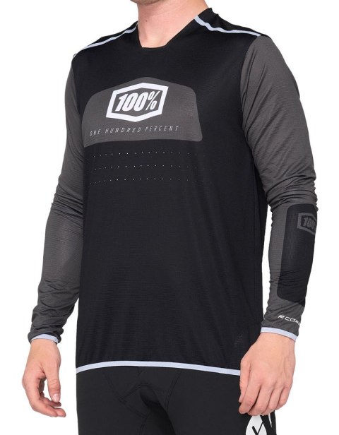Koszulka męska 100% R-CORE X Jersey długi rękaw black white roz. XXL (WYPRZEDAŻ -50%)