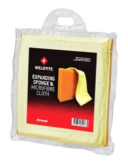 Gąbka i ścierka z mikrofibry WELDTITE EXPANDING SPONGE & MICROFIBRE CLOTH (NEW)