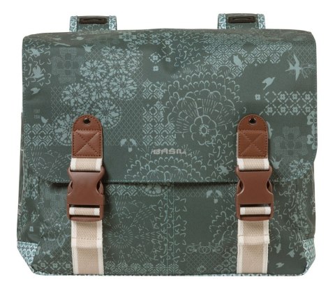 Sakwa podwójna BASIL BOHEME DOUBLE PANNIER BAG 35L Universal Bridge System, wodoodporna forest green (WYPRZEDAŻ -50%)