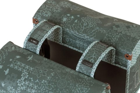 Sakwa podwójna BASIL BOHEME DOUBLE PANNIER BAG 35L Universal Bridge System, wodoodporna forest green (WYPRZEDAŻ -50%)
